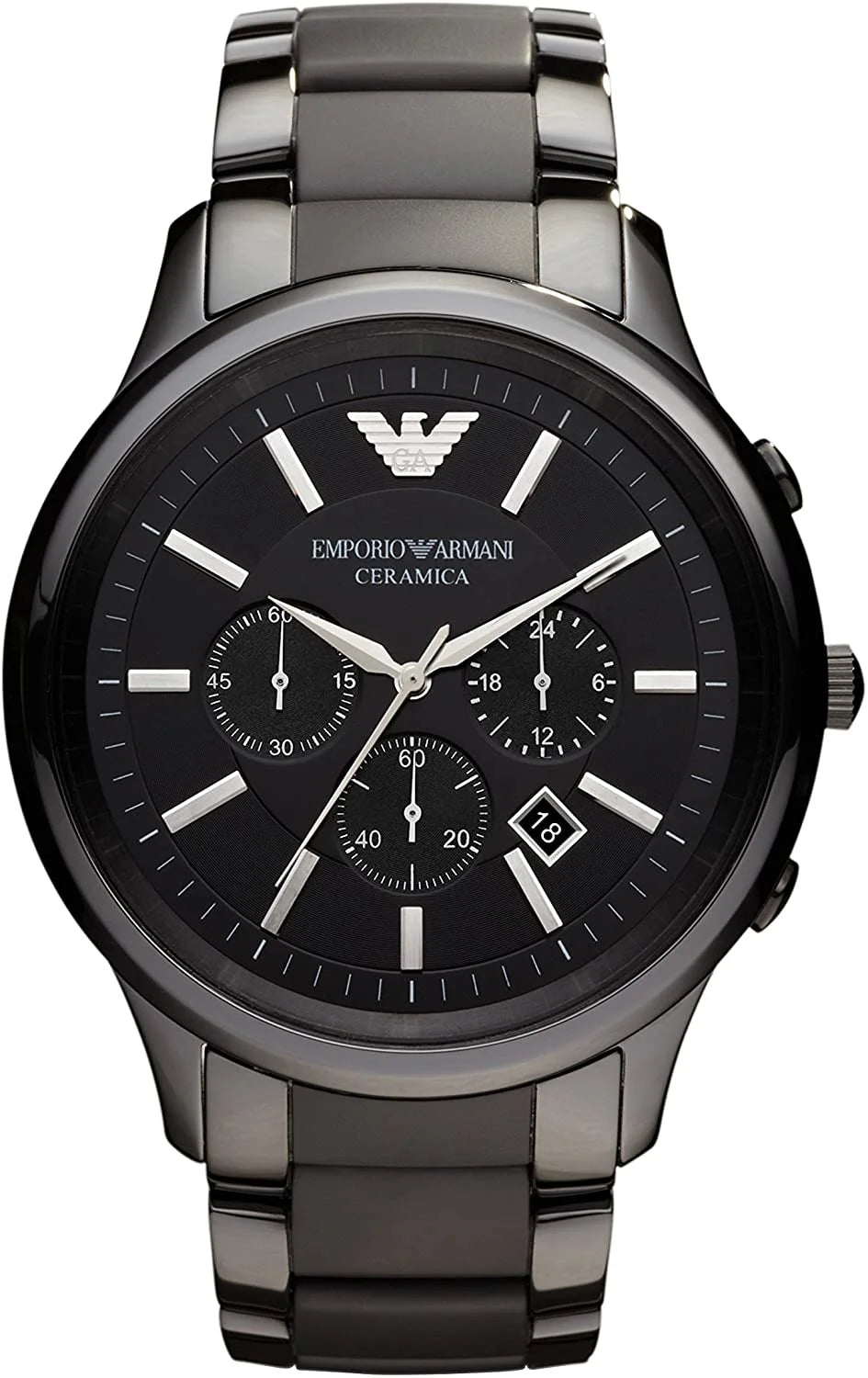 Men'S Emporio Black Stainless Steel Chronograph Watch AR2453